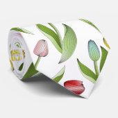 Moderne Kleurrijke Tulp Bloem Stropdas (Opgerold)