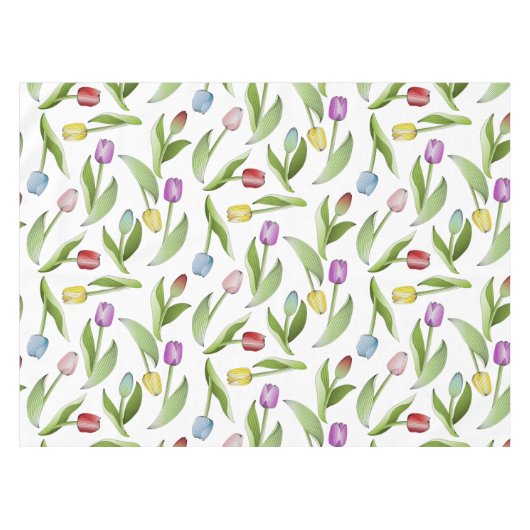 Moderne Kleurrijke Tulp Bloem Tafelkleed (Voorkant (Horizontaal))