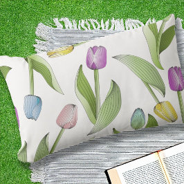 Moderne Kleurrijke Tulp Bloemmotief Buiten Buitenkussen