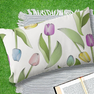 Moderne Kleurrijke Tulp Bloemmotief Buiten Buitenkussen