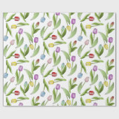 Moderne Kleurrijke Tulp Bloemmotief Cadeaupapier (Vlak)