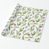 Moderne Kleurrijke Tulp Bloemmotief Cadeaupapier (Uitgerold)