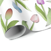 Moderne Kleurrijke Tulp Bloemmotief Cadeaupapier (Rol Hoek)