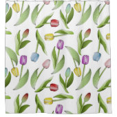 Moderne Kleurrijke Tulp Bloemmotief Douchegordijn (Voorkant)