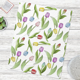 Moderne Kleurrijke Tulp Bloemmotief Fleece Deken