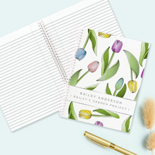 Moderne Kleurrijke Tulp Bloemmotief Notitieboek