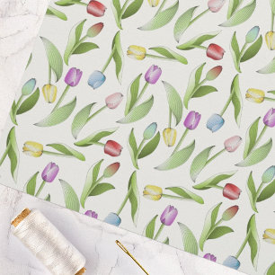 Moderne Kleurrijke Tulp Bloemmotief Stof