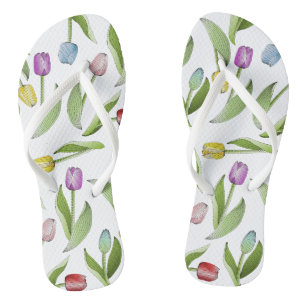 Moderne Kleurrijke Tulp Bloemmotief Teenslippers