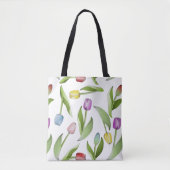 Moderne Kleurrijke Tulp Bloemmotief Tote Bag (Voorkant)