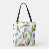 Moderne Kleurrijke Tulp Bloemmotief Tote Bag (Achterkant)