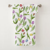 Moderne Kleurrijke Tulp Bloempatroon Bad Handdoek (Insitu)