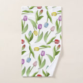 Moderne Kleurrijke Tulp Bloempatroon Bad Handdoek (Handdoek)