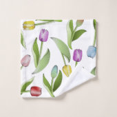 Moderne Kleurrijke Tulp Bloempatroon Bad Handdoek (Wasdoekje)