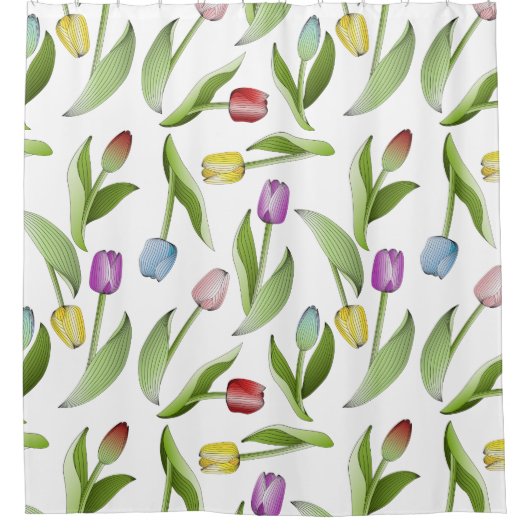 Moderne kleurrijke tulp douchegordijn (Voorkant)