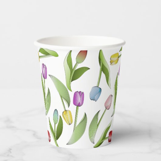Moderne kleurrijke tulp papieren bekers (Voorkant)