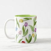 Moderne kleurrijke tulp tweekleurige koffiemok (Links)