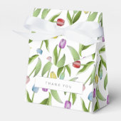 Moderne kleurrijke tulpenbloem bedankt feest bedankdoosjes (Voorkant Zijde)