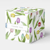 Moderne kleurrijke tulpenbloem bedankt feest bedankdoosjes (Voorkant Zijde)