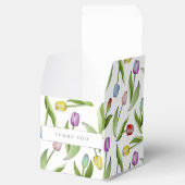 Moderne kleurrijke tulpenbloem bedankt feest bedankdoosjes (Geopend)