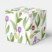 Moderne kleurrijke tulpenbloem bedankt feest bedankdoosjes (Achterkant)