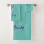 Moderne kleurrijke turquoise en roze doezelaar bad handdoek (Insitu)