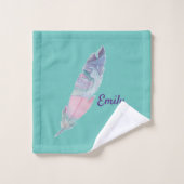 Moderne kleurrijke turquoise en roze doezelaar bad handdoek (Wasdoekje)