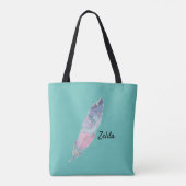 Moderne kleurrijke turquoise en roze doezelaar tote bag (Achterkant)