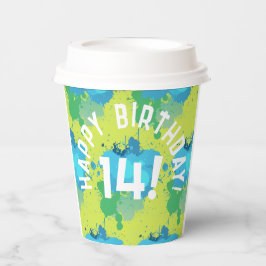 Moderne Kleurrijke Turquoise Paintball Paint Splat Papieren Bekers