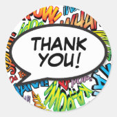 Moderne Kleurrijke Typografie Dank Je Spreekwolk Ronde Sticker (Voorkant)