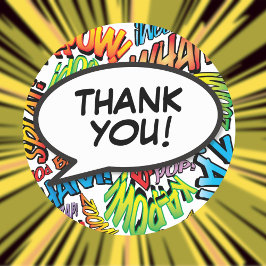 Moderne Kleurrijke Typografie Dank Je Wel Spraakba Ronde Sticker