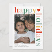 Moderne kleurrijke typografie foto feestdagenkaart (Voorkant)