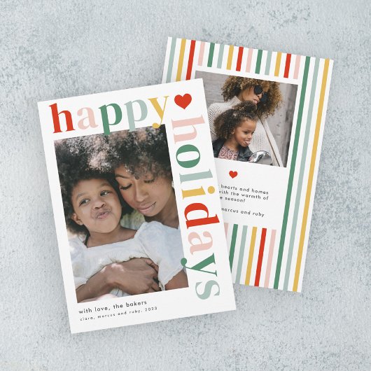 Moderne kleurrijke typografie foto feestdagenkaart