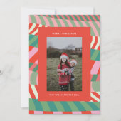 Moderne Kleurrijke Unieke Rode Groene Roze Foto Feestdagenkaart (Voorkant)