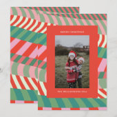 Moderne Kleurrijke Unieke Rode Groene Roze Foto Feestdagenkaart (Voorkant / Achterkant)