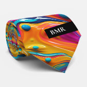 Moderne Kleurrijke Verf Aangepaste Monogram Stropdas (Opgerold)