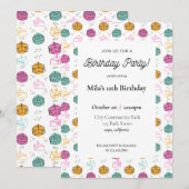 Moderne kleurrijke verjaardag uitnodiging (Voorkant / Achterkant)