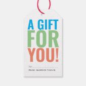 Moderne, kleurrijke, VERMOGEN VOOR JE Typografie Cadeaulabel (Achterkant)