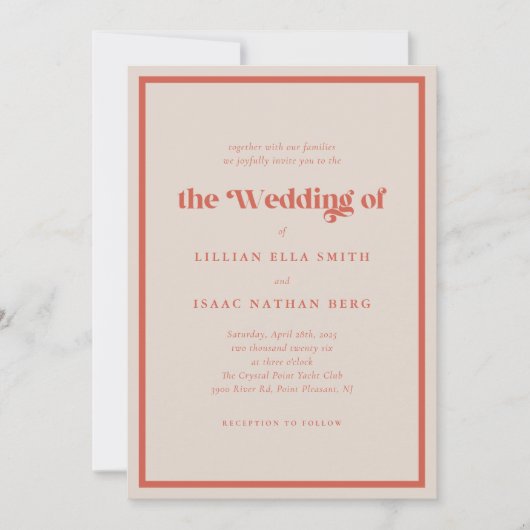 Moderne kleurrijke Verona bruiloft uitnodiging (Voorkant)