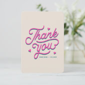 Moderne kleurrijke vet dank u typografie bruiloft bedankkaart (Staand voorkant)