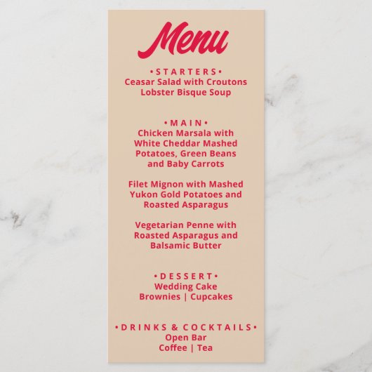 Moderne Kleurrijke Vette Funky Retro Unieke Bruilo Menu (Voorkant)