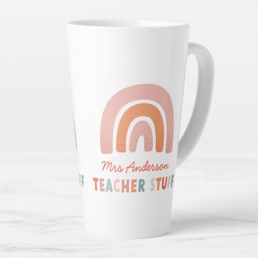 Moderne, kleurrijke, vette typografie-regenboogler latte mok (Rechterhoek)