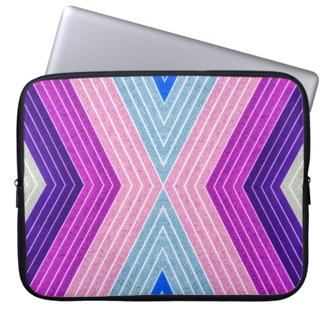 Moderne kleurrijke vezel Chevron Laptop Sleeve (Voorkant)