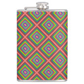 Moderne kleurrijke vierkant geometrische afbeeldin heupfles (Voorkant)