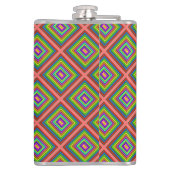 Moderne kleurrijke vierkant geometrische afbeeldin heupfles (Achterkant)