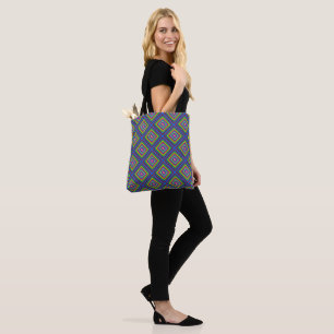 Moderne kleurrijke vierkant geometrische afbeeldin tote bag