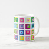 Moderne kleurrijke vierkantspatronen koffiemok (Voorkant rechts)