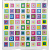 Moderne, kleurrijke vierkantspatroon uit de midden douchegordijn (Voorkant)