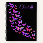 Moderne Kleurrijke Vlinderpatroon Custom Name Notitieboek (Voorkant)