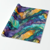 Moderne Kleurrijke Vloeibare Kunst Schilderen Alco Cadeaupapier (Uitgerold)