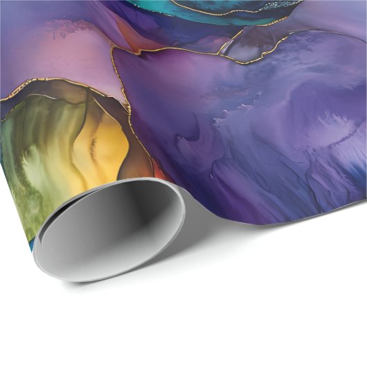 Moderne Kleurrijke Vloeibare Kunst Schilderen Alco Cadeaupapier (Rol Hoek)